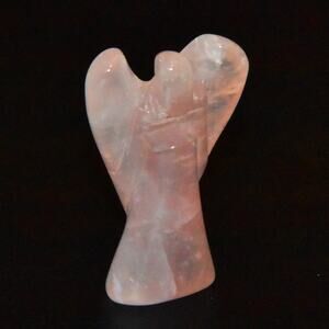 Rose Quartz Angel Figurine, Crystal Stone Statue